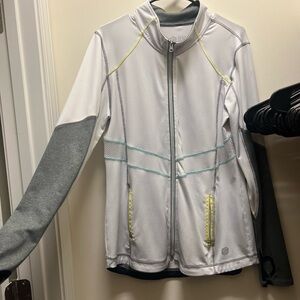 White and Gray Zip-Up Jacket